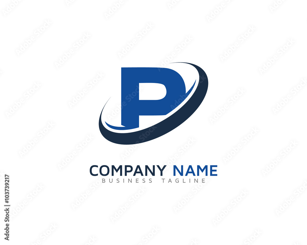 Letter P Swoosh Ring Logo Design Template Stock Vector | Adobe Stock