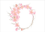 cherry blossom flowers border frame background concept ,vector illustration