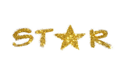 Wall Mural - Word Star of golden glitter sparkle on white background