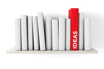 Poster - Red Ideas Book on a shelf with another blank books