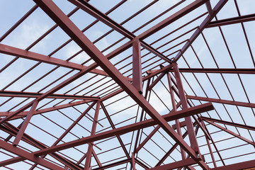 Canvas Print - structural steel beam on roof of building residential