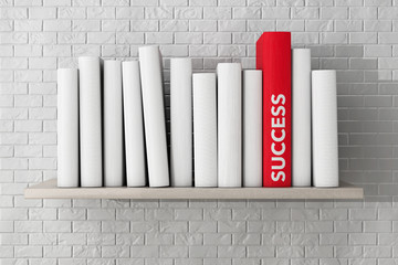 Poster - Red Success Book on a shelf with another blank books