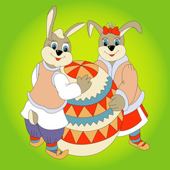 Two Rabbit Easter Egg 