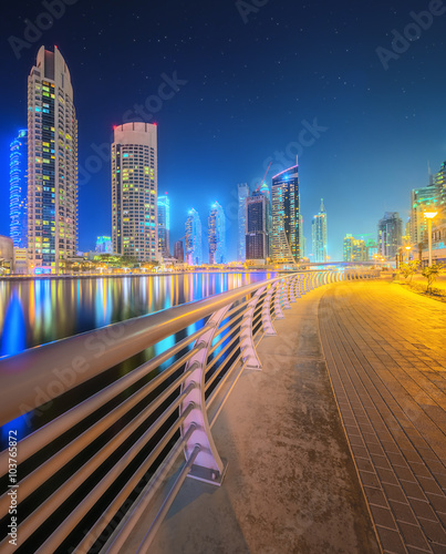 Naklejka - mata magnetyczna na lodówkę The beauty panorama of Dubai marina. UAE