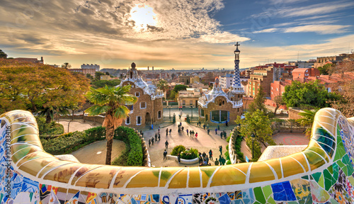 A dream village in Barcelona designed by the architect Gaudi Canvas Print