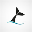 whale tail wave logo sign emblem on white background vector illu