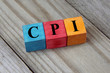 CPI (Consumer Price Index) acronym on colorful wooden cubes