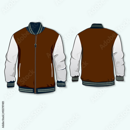 Download Varsity Jacket template with zipper and pockets. Vector ...