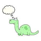 Fototapeta Dinusie - thought bubble cartoon dinosaur