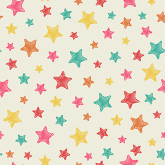 Wall Mural - Background stars scribble seamless pattern colorful