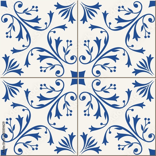 Naklejka na meble Seamless pattern . Turkish, Moroccan, Portuguese tiles, Azulejo, ornaments. Islamic Art.