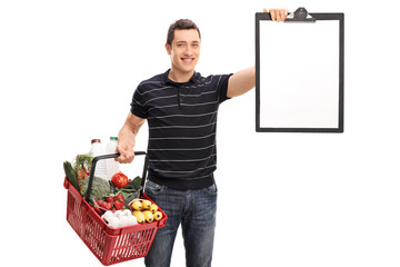 Sticker - Man holding shopping basket and a clipboard