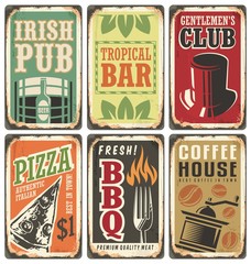 Poster - Retro metal signs vector set