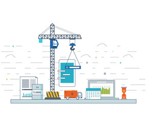 Application development concept  for e-business, mobile applications, banners
