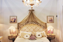 Luxury Interior.Antique Vintage Bed