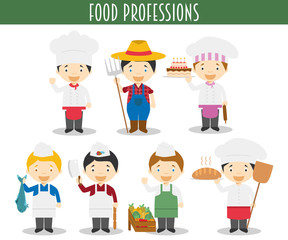 Wall Mural - Vector Set of Food Industry Professions in cartoon style