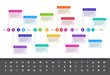 Modern flat timeline with rainbow colors and set of icons