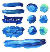 Hand Drawn Oil Paint Strokes. Vector Background Stains Set.