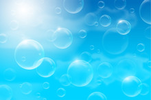 Abstract Background With Blue Sky And Air Bubbles