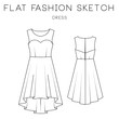 Flat Fashion Sketch Template - Dress