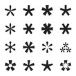 Asterisk (footnote, star) icons set. Vector illustration