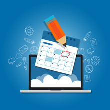 Mark Circle Your Calendar Agenda Online Cloud Planning Laptop