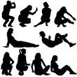 © Arrows - Silhouettes of people in positions lying and sitting. Vector illustration.