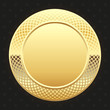 Glossy gold badge on black background 