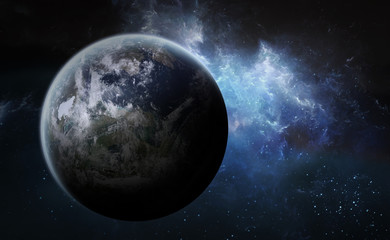 Wall Mural - sunrise over exoplanet earth in space