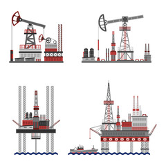 Sticker - Oil Petroleum Platform Set