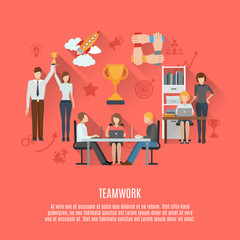 Poster - Business teamwork concept flat poster