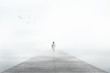 Man desappearing in the white fog