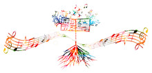 Colorful Background With Music Stand
