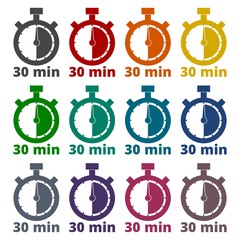 Wall Mural - 30 minutes stopwatch symbol, Timer icons set 