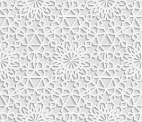 Wall Mural - Seamless white geometric  pattern, east ornament, indian ornament, persian motif, vector. Endless texture can be used for wallpaper, pattern fills, web page  background,surface textures.