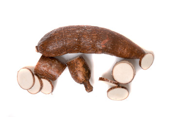 Wall Mural - Cassava root isolated on a white background