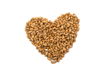 Poster - Heart of wheat grains isolated