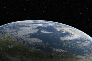 planet earth from space at beautiful sunrise