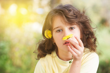 Little haired girl in spring