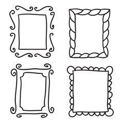 Hand drawn frame set vector icons illustration .