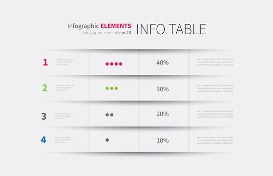 Wall Mural -  - infographics table background / modern infographics template, options, steps, rows, column, graph
