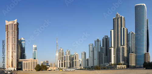 Naklejka - mata magnetyczna na lodówkę Panorama of residential district in Dubai