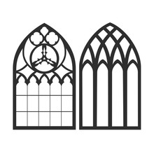 Gothic Windows. Vintage Frames. Church Stained-glass Windows 