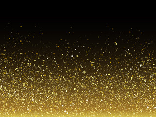 Wall Mural - Vector gold glitter particles with sparkling star texture.