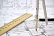 © georgimironi - Plan and planning designed building with  instrument on the drawing