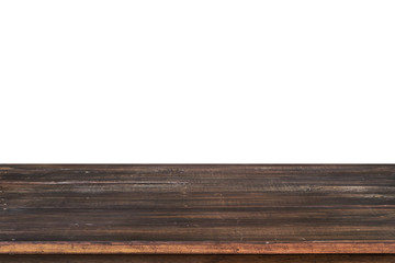 Wall Mural - empty vintage wood table top ready for your product display montage. with white background.