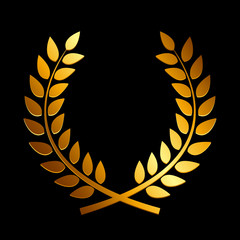 Gold Award Laurel Wreath. Winner Leaf label,  Symbol of Victory.