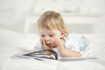 happy boy read book