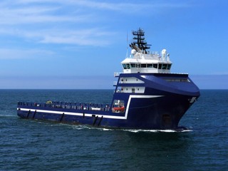 Offshore Supply Ship M, Offshore Supply Vessel underway at sea to offshore platform.