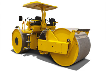 Wall Mural - Yellow roller compactor machine